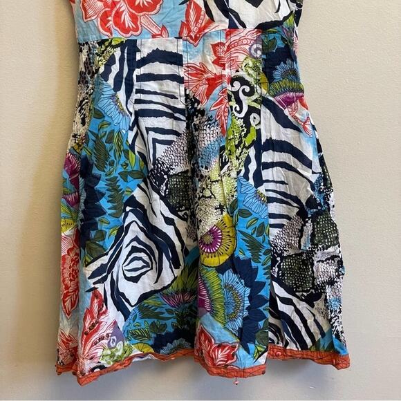 Chaudry KE S mini dress bohemian 100% cotton zebra floral snakeskin - Picture 7 of 9